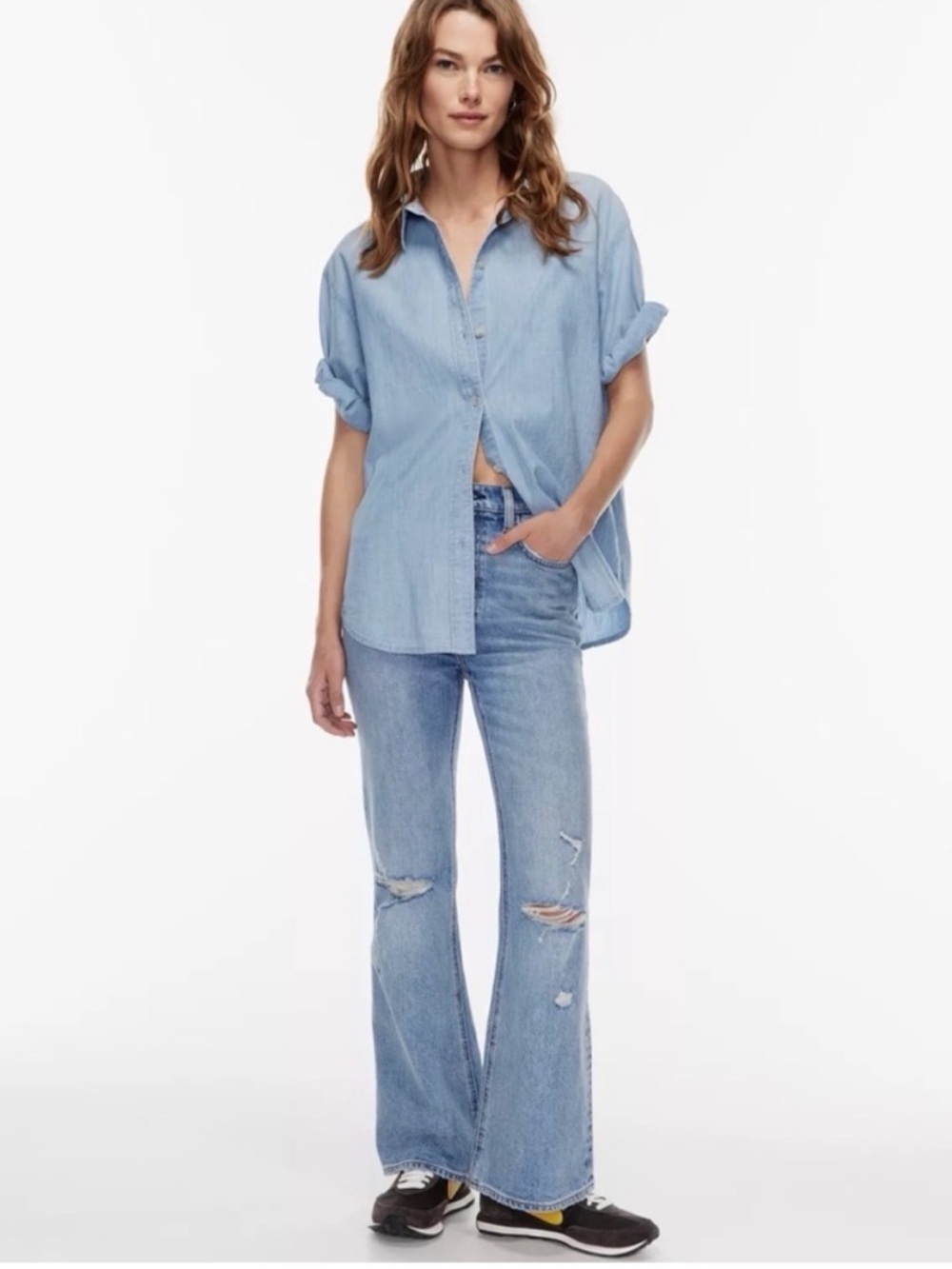 Light Blue Women's Distressed Flare Jeans